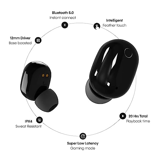 Crossloop GENEX Active Noise Cancellation (ANC) TWS in Ear Earbuds|Bluetooth 5.0|20+ Hrs Battery Backup|Touch Control | IPX4 Splash Proof | for Phone Calls, Workouts, Online Classes, WFH(Clear Black) Crossloop GENEX Active Noise Cancellation (ANC) TWS in Ear Earbuds|Bluetooth 5.0|20+ Hrs Battery Backup|Touch Control | IPX4 Splash Proof | for Phone Calls, Workouts, Online Classes, WFH(Clear Black)